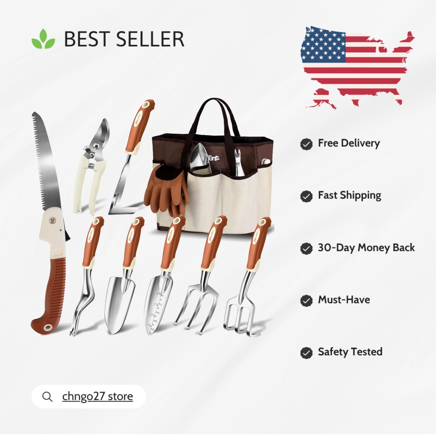 Versatile Gardening Tool Set for All Skill Levels – 10 Tools with Gloves