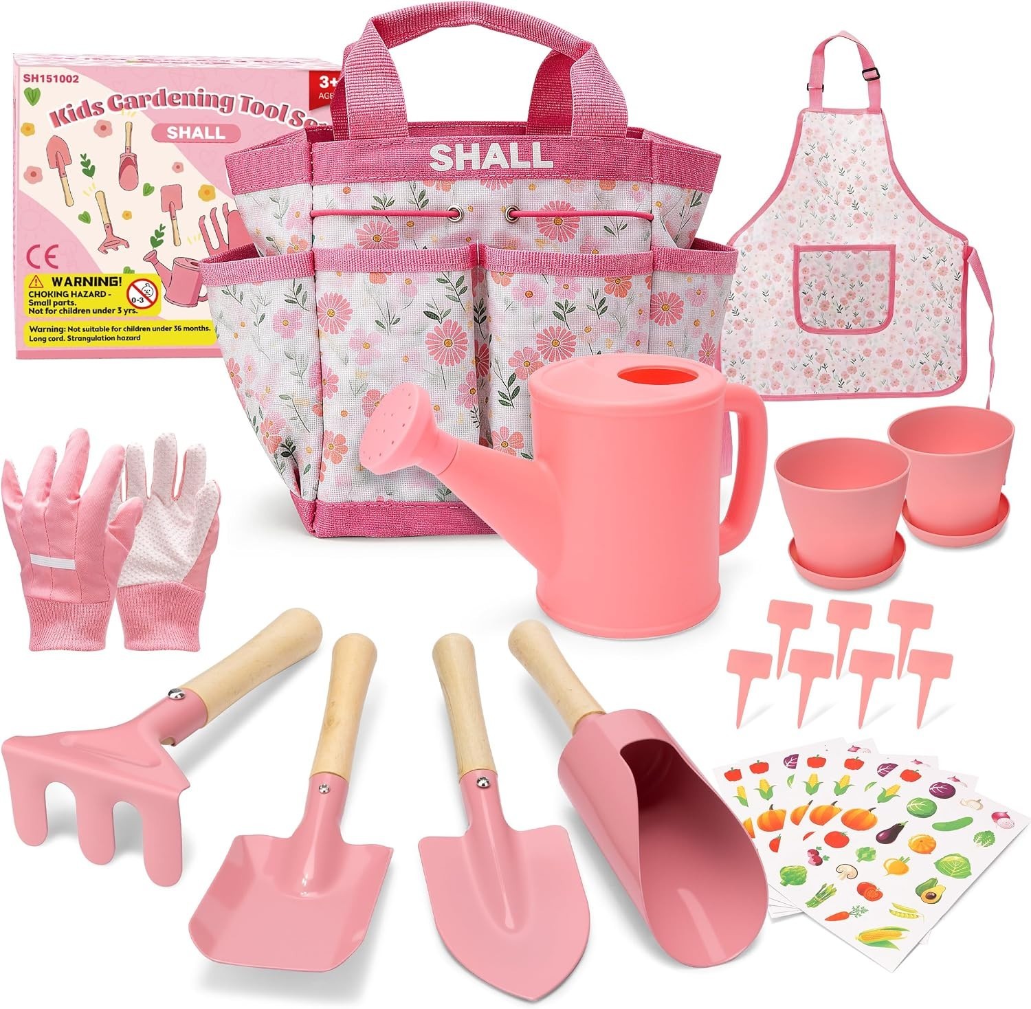 Kids Pink Gardening Set, Garden Tools Kit