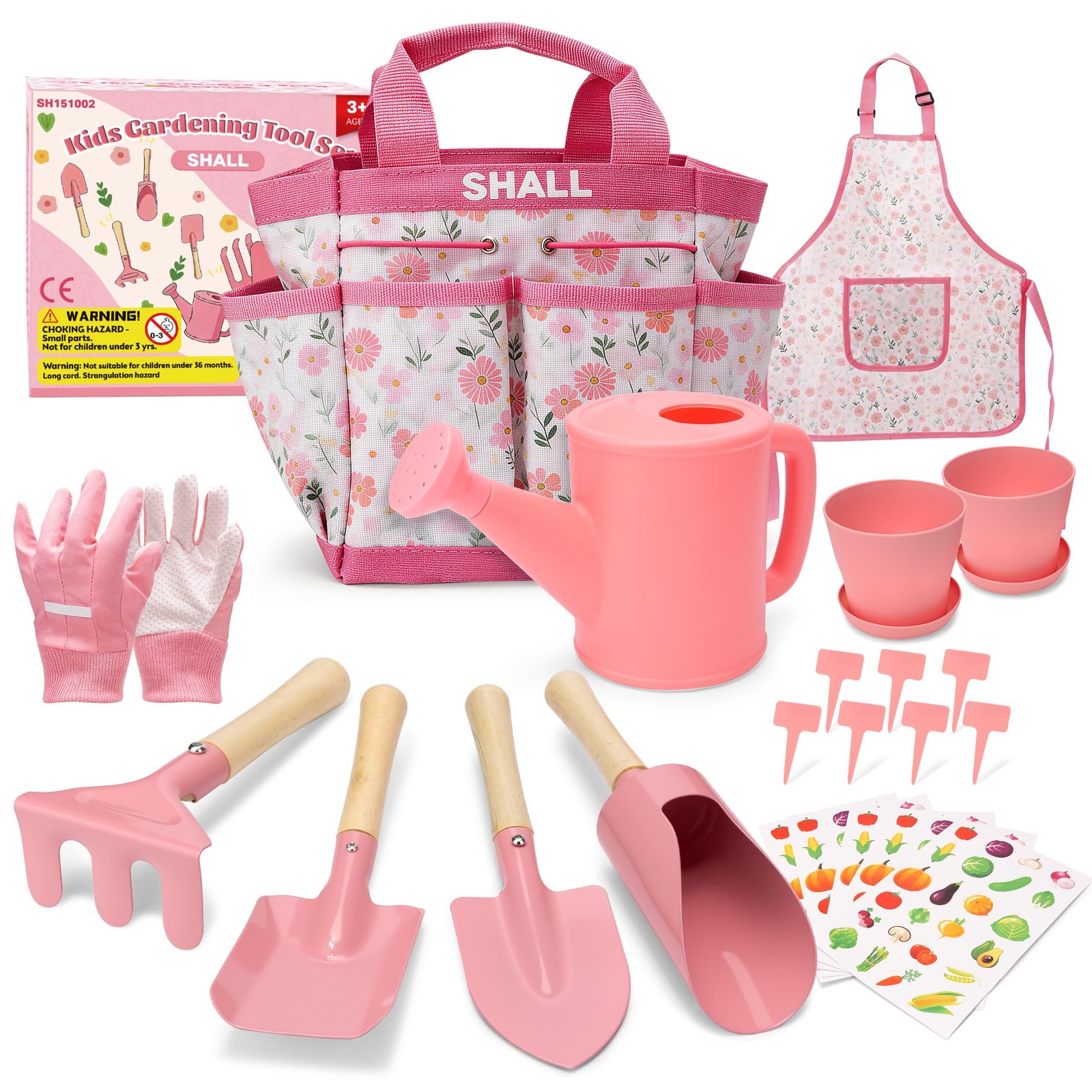 SHALL Kids Gardening Set, New Garden Tools Kit for Toddler Boys Girls Includes