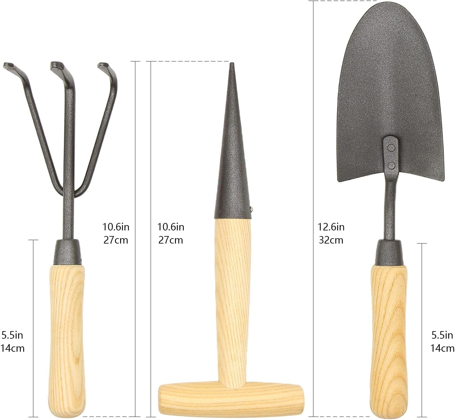 Japanese Gardening Tools Set 6 Pcs Garden Tools Set Black Painted Stainless