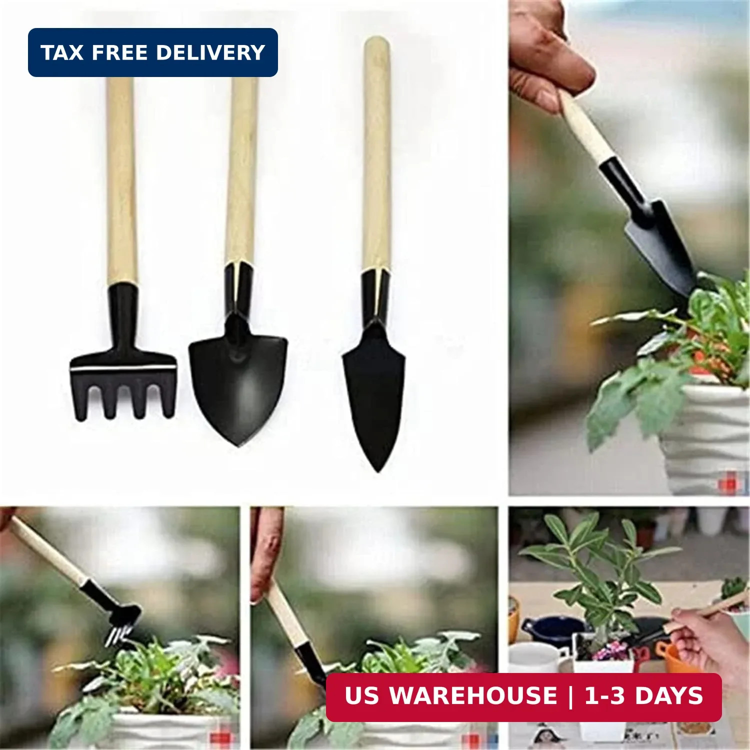 6 Pcs Garden Tools Mini Gardening Kit Plant Potted Flower Gadget Wooden Handles