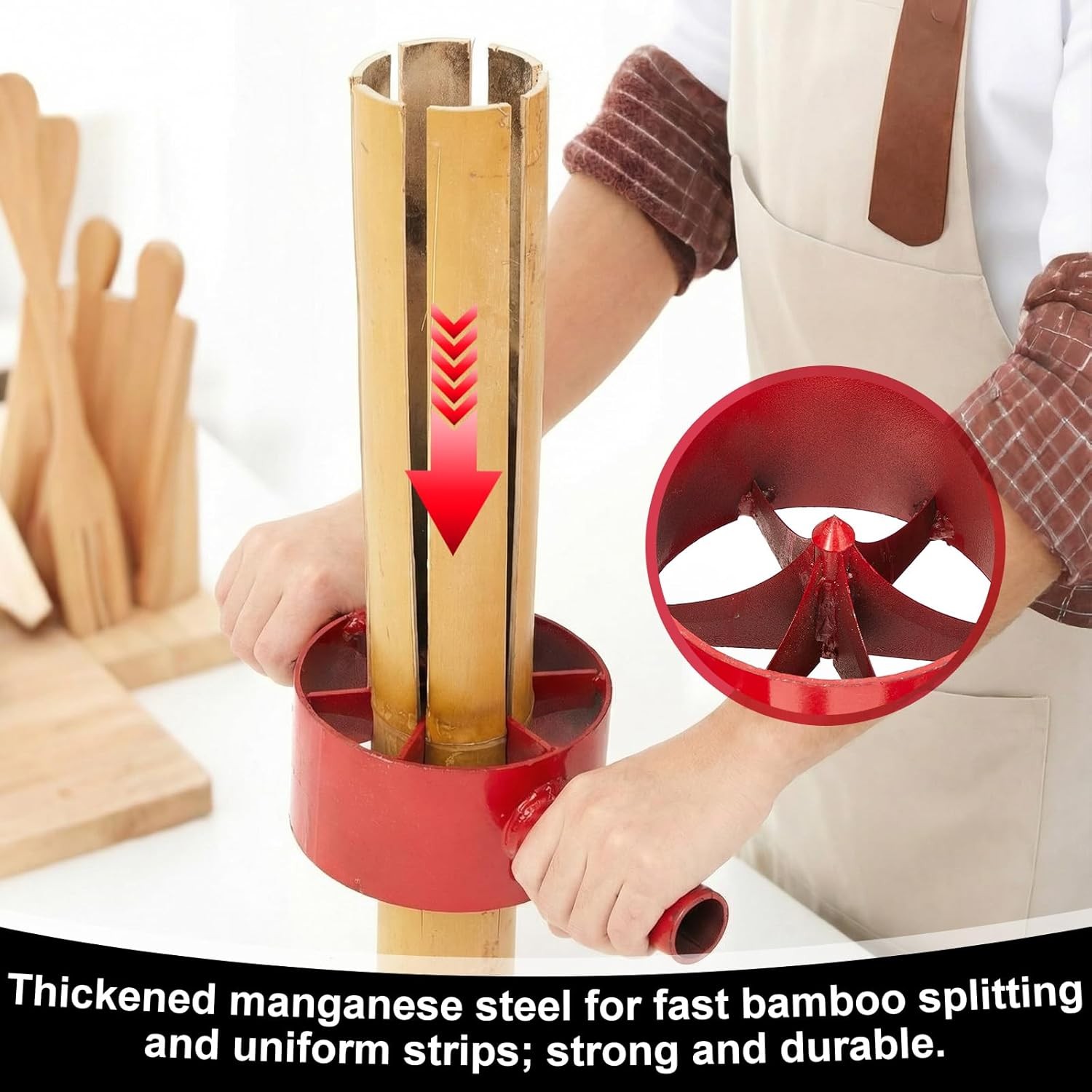 Bamboo Splitter 5.5 Inch Bamboo Split Steel Manual Dividing Splitting Tool with