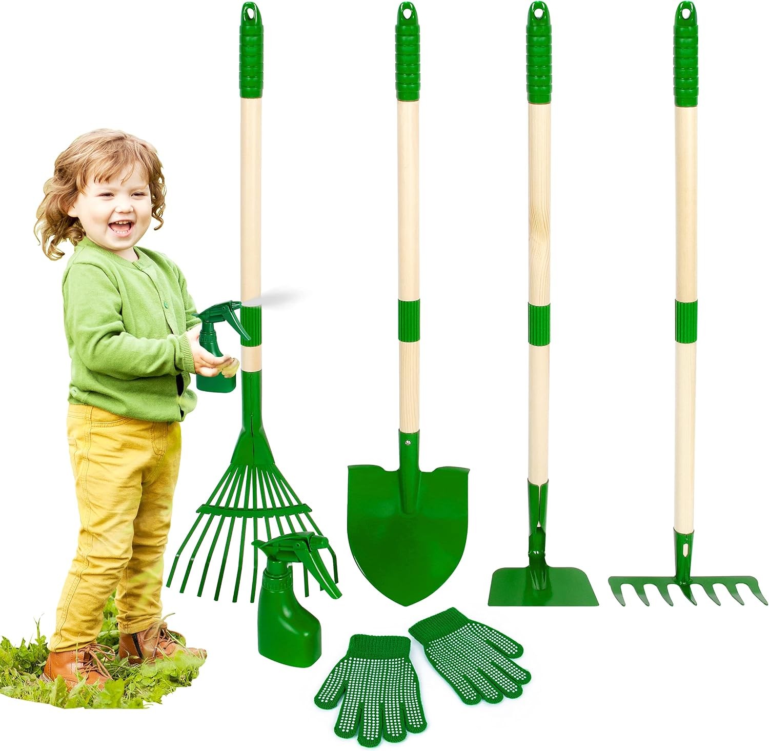 Kids Gardening Tools Set – 7Pcs Garden Tool for Kids with Shovel, Rake, Hoe…