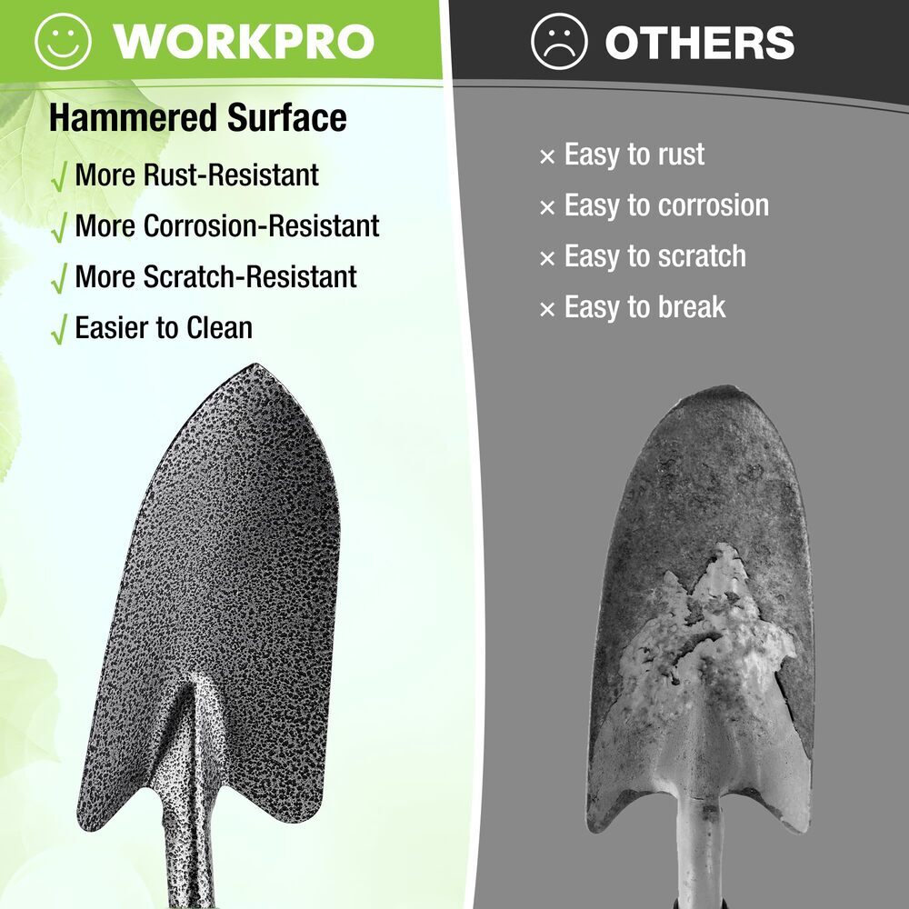 WORKPRO 6-Piece Garden Tool Set Heavy Duty Gardening Hand Soft Rubber Handle