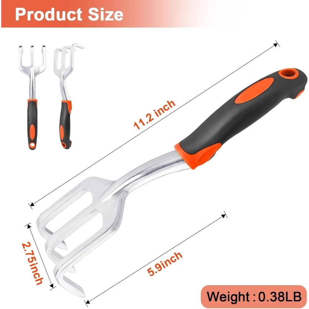 Hand Rake Garden Tool, Heavy Duty Hand Cultivators for Gardening, Small Garden