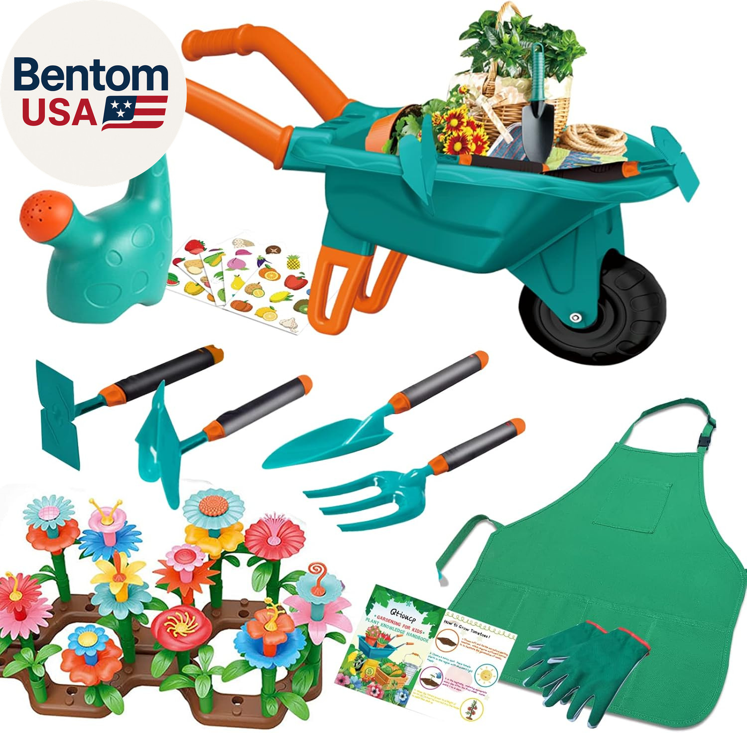 16Pcs Kids Gardening Tools Outdoor Toys Set Backyard Play with 93 PCS DIY Flower