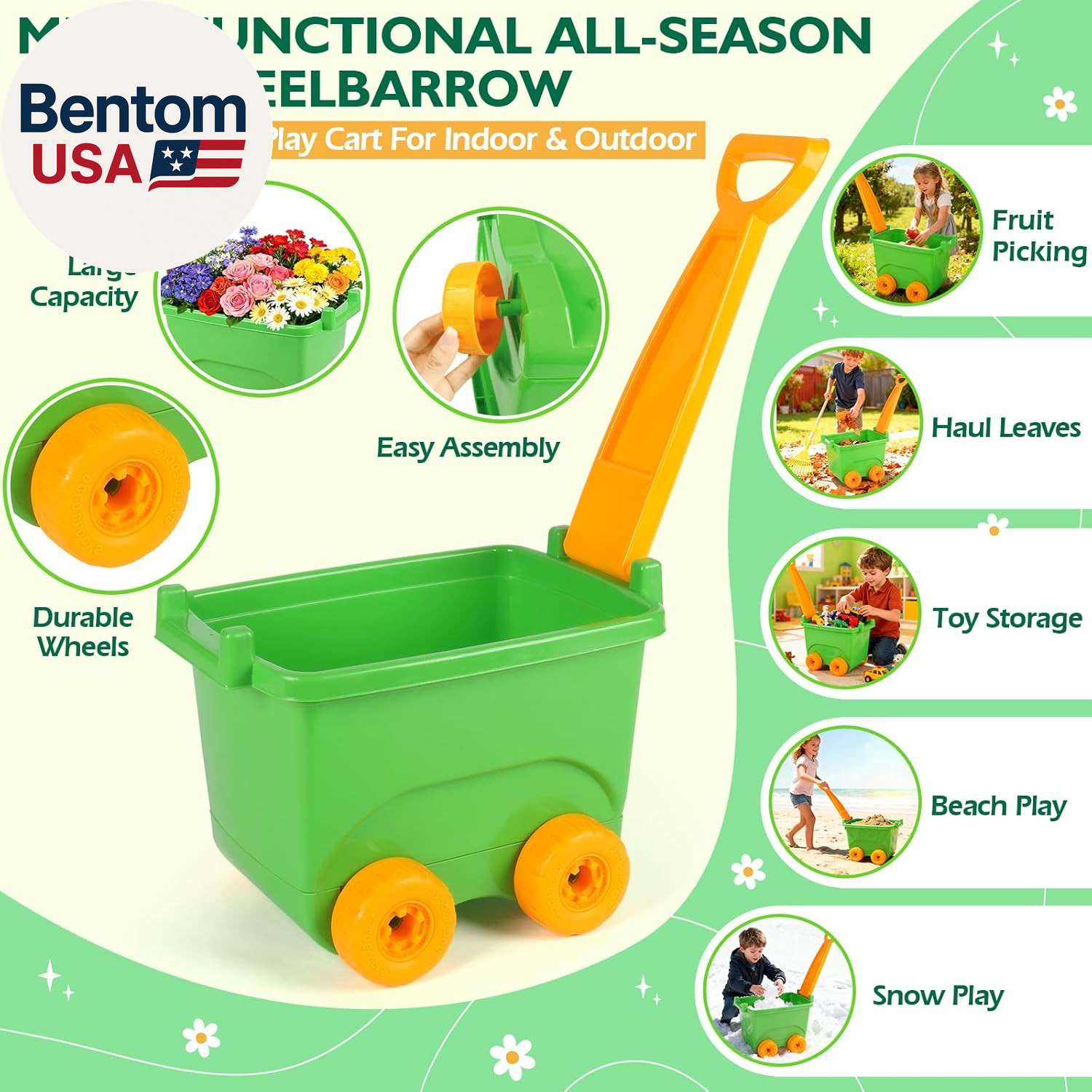 Kids Gardening Set, Outdoor Toys with Wheelbarrow and Kids Garden Tools, Toddler