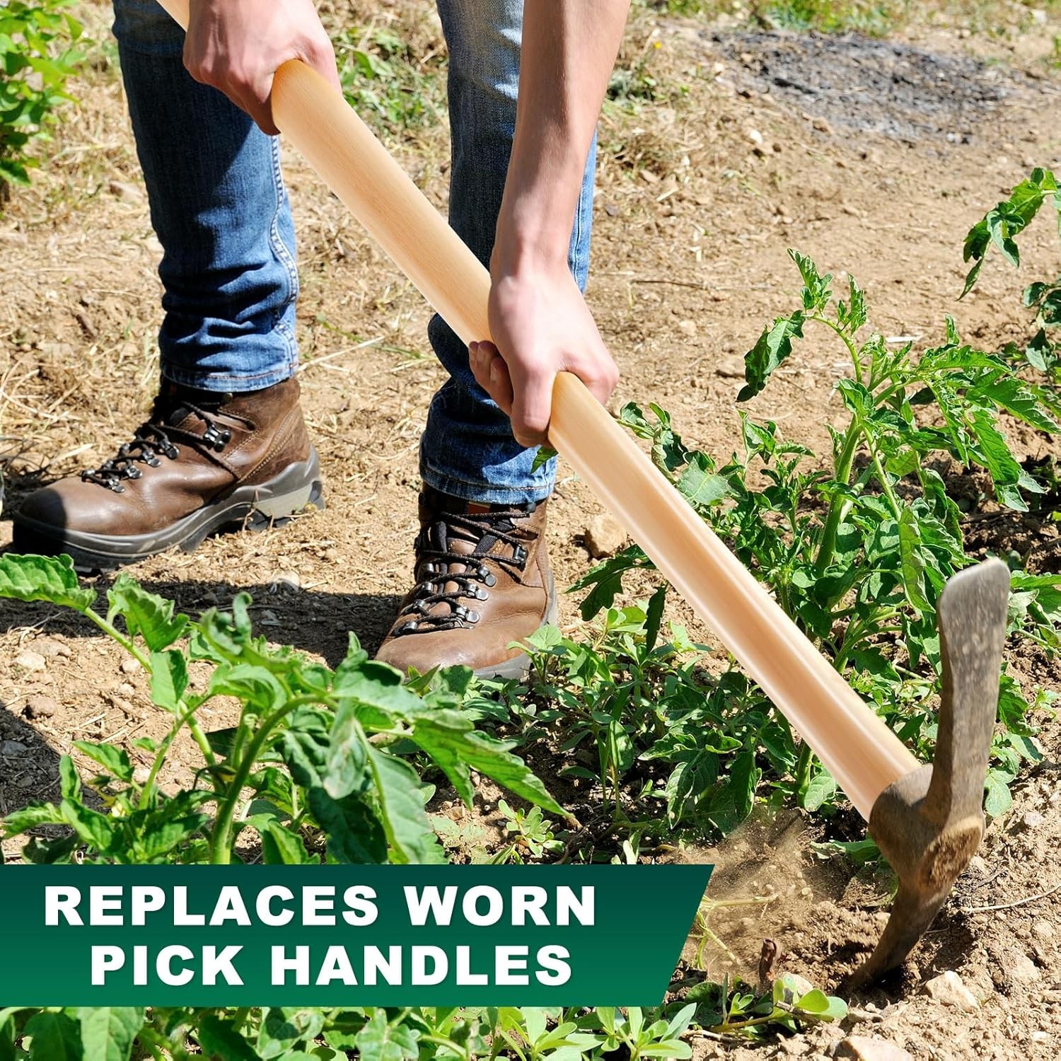 Bucherry 2 Pcs 35 Inches Pickaxe Handles Beech Wood Handles Replacement Tool