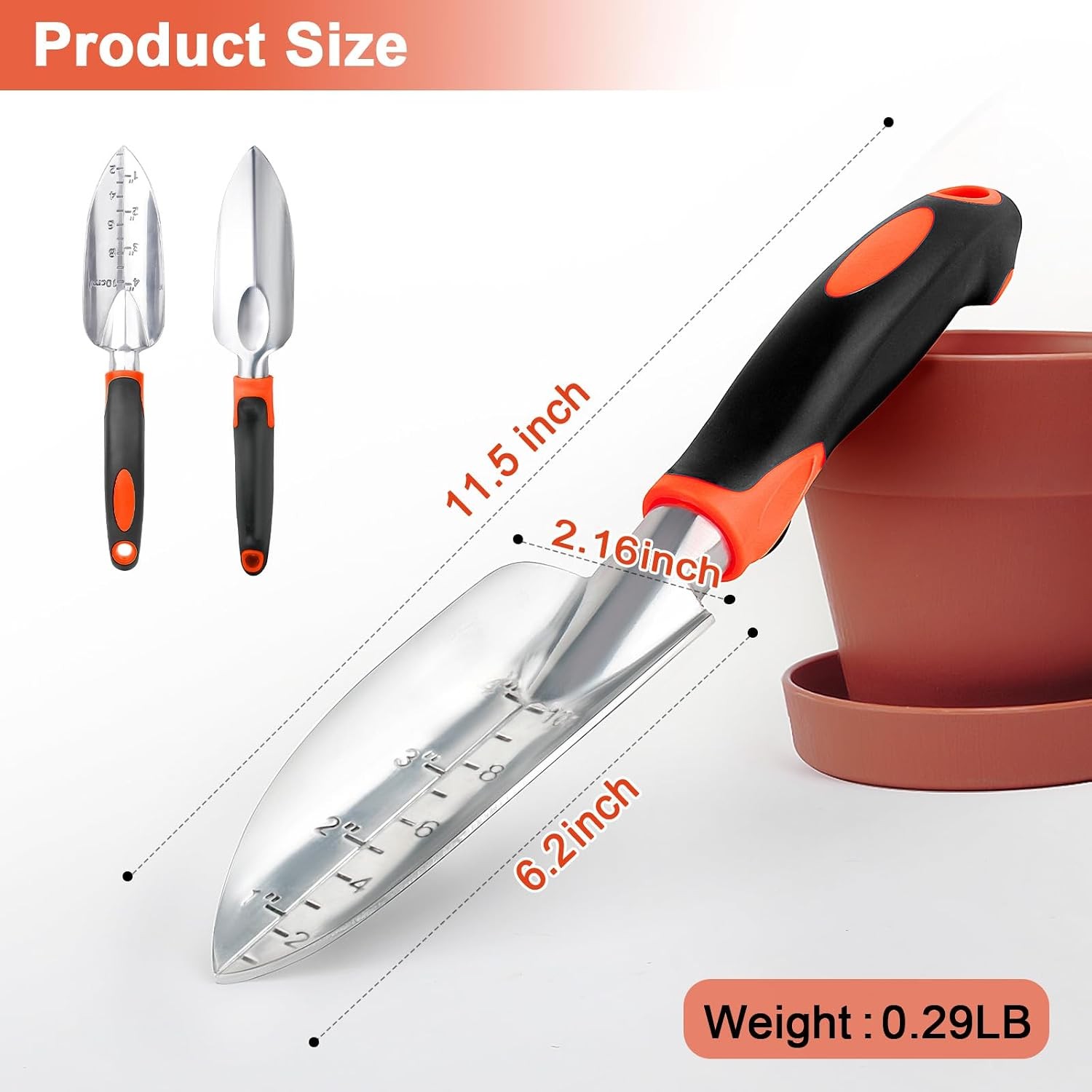 Garden Shovel Trowel Garden Tool with Measurement Mark, Heavy Duty Gardening