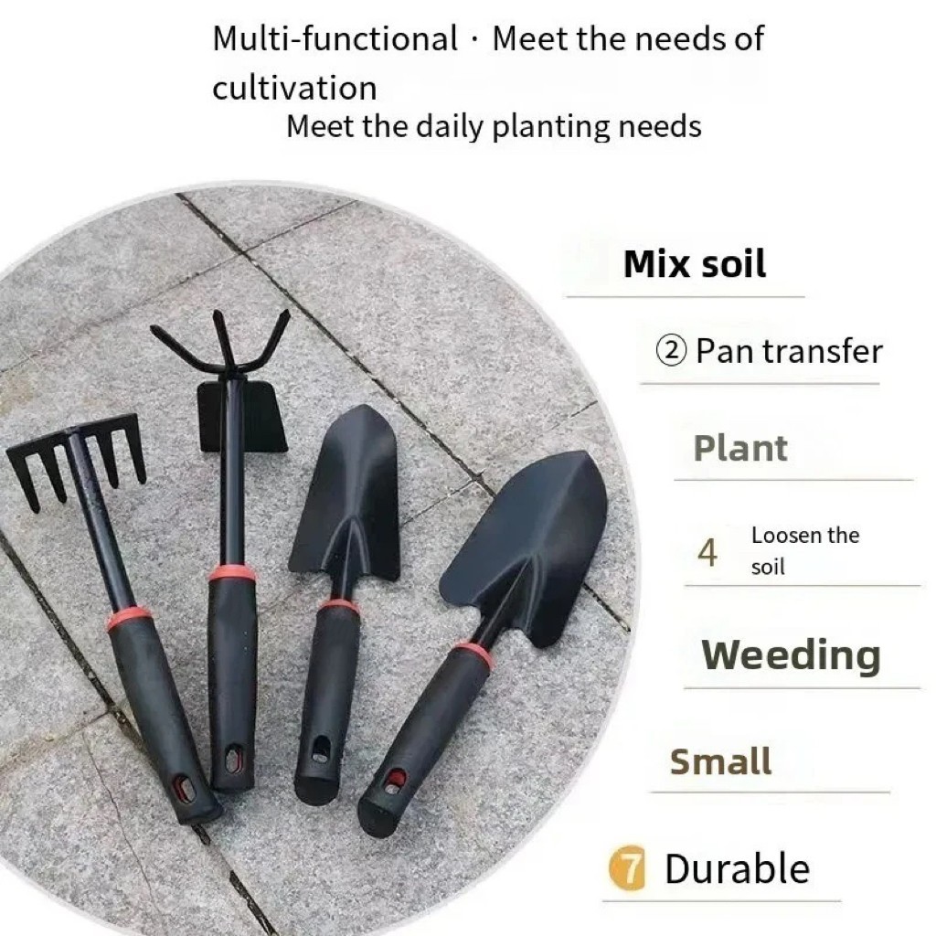 4pc Garden Hand Tool Set Trowel Rake Hoe Shovel Heavy Duty Gardening Kit