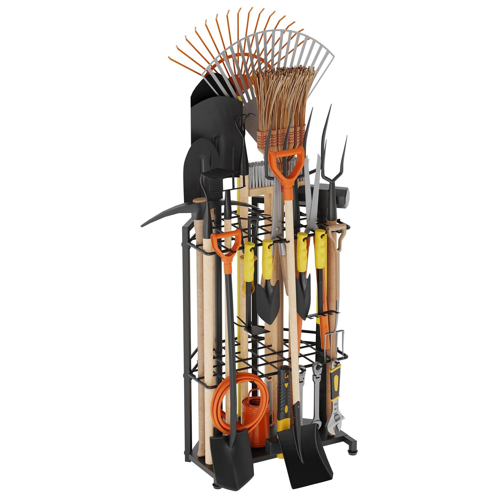 Garden Tool Organizer for Corner – Heavy Duty Metal Rack with 34 Storage Comp…