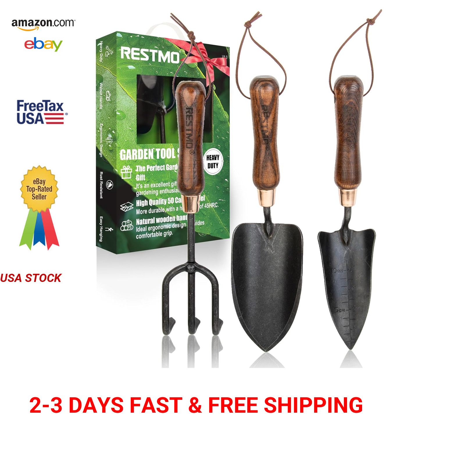 Heavy Duty Garden Tool Set Carbon Steel Trowel Transplanter Cultivator Hand