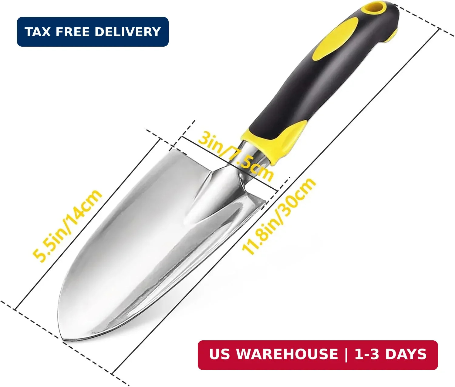 Garden Shovel, Trowel Garden Tool, Stainless Steel Heavy Duty Trowel, Soft Rubbe