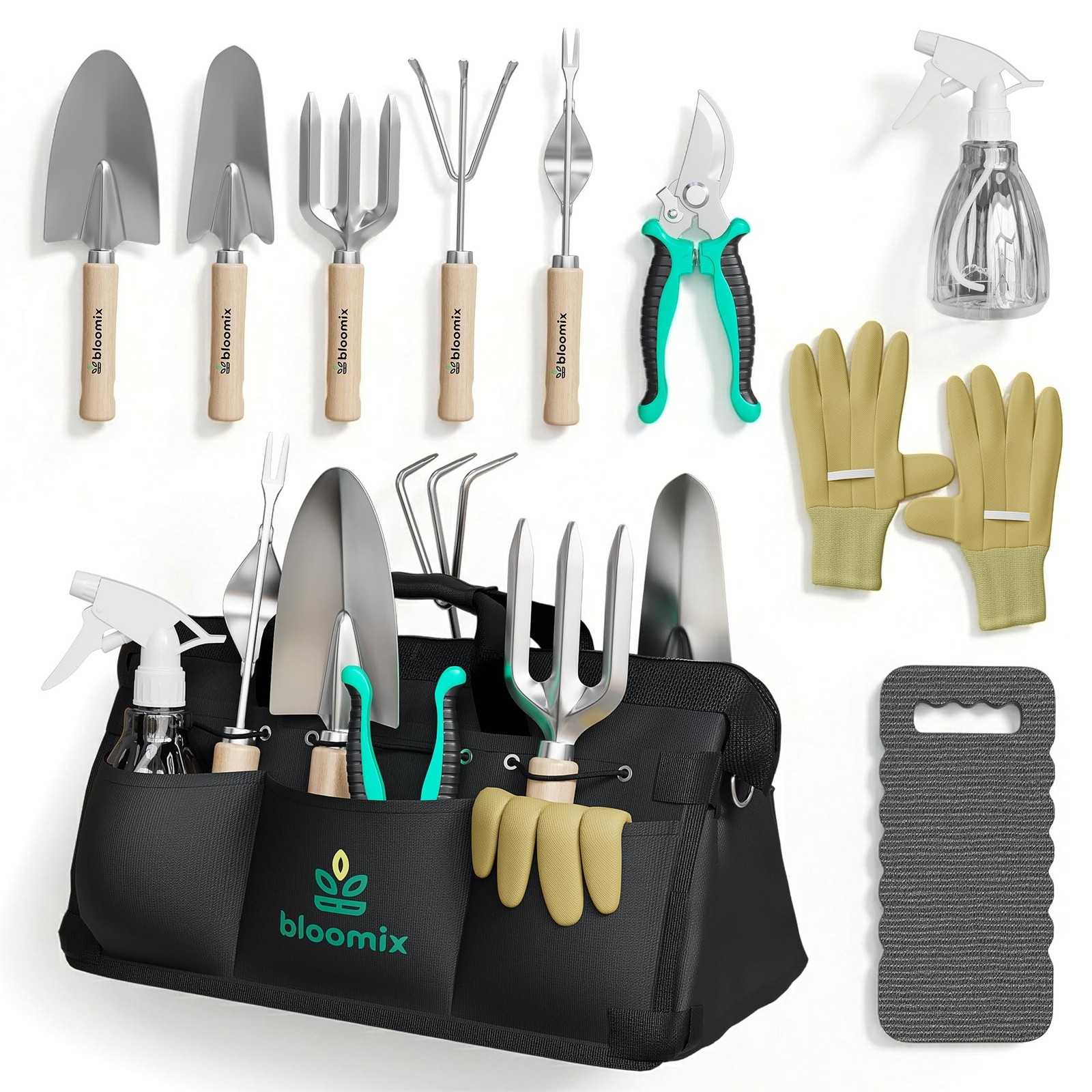 Bloomix 12Pcs Gardening Tools Set – Heavy Duty Garden Tools Set with Tool Bag…