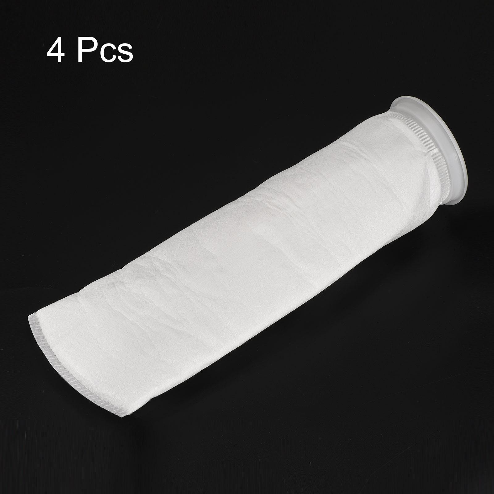 4pcs 4” Ring Filter Socks, 1 Micron Mesh Bags Pool Skimmer Basket, White