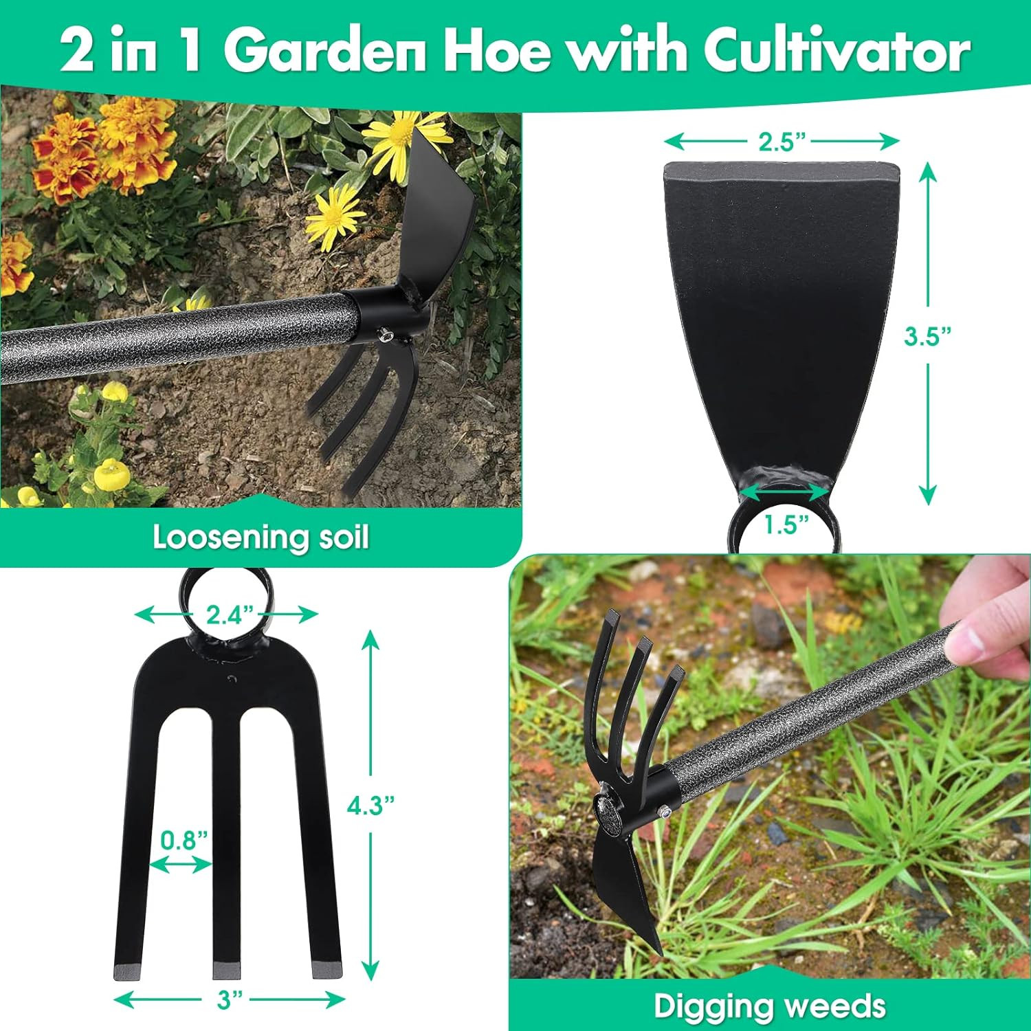 45” handle adjust Hoe Cultivator for Weeding, Tilling, Lossening Soil Planting