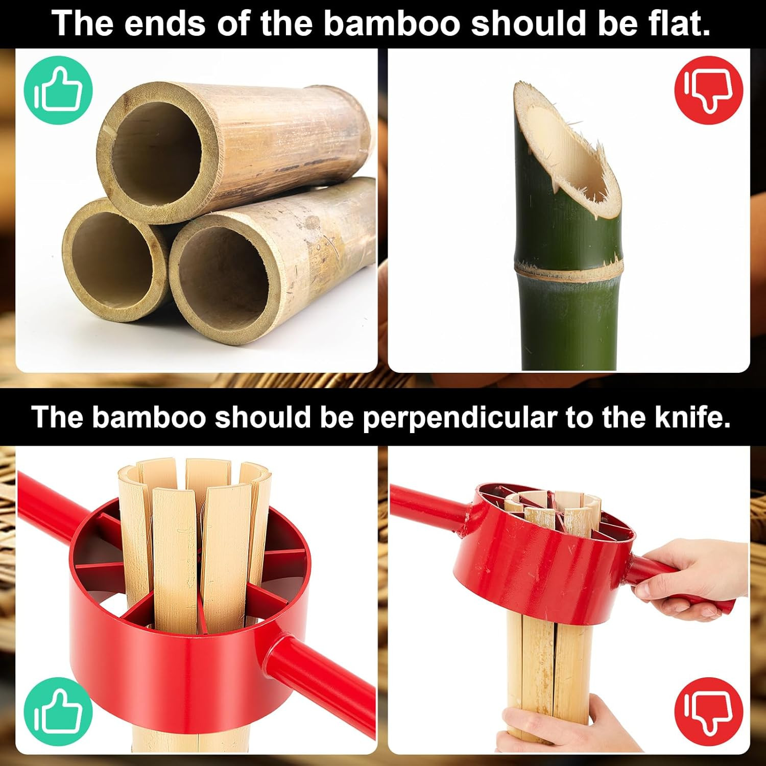 Bamboo Splitter 5.5 Inch Bamboo Split Steel Manual Dividing Splitting Tool with