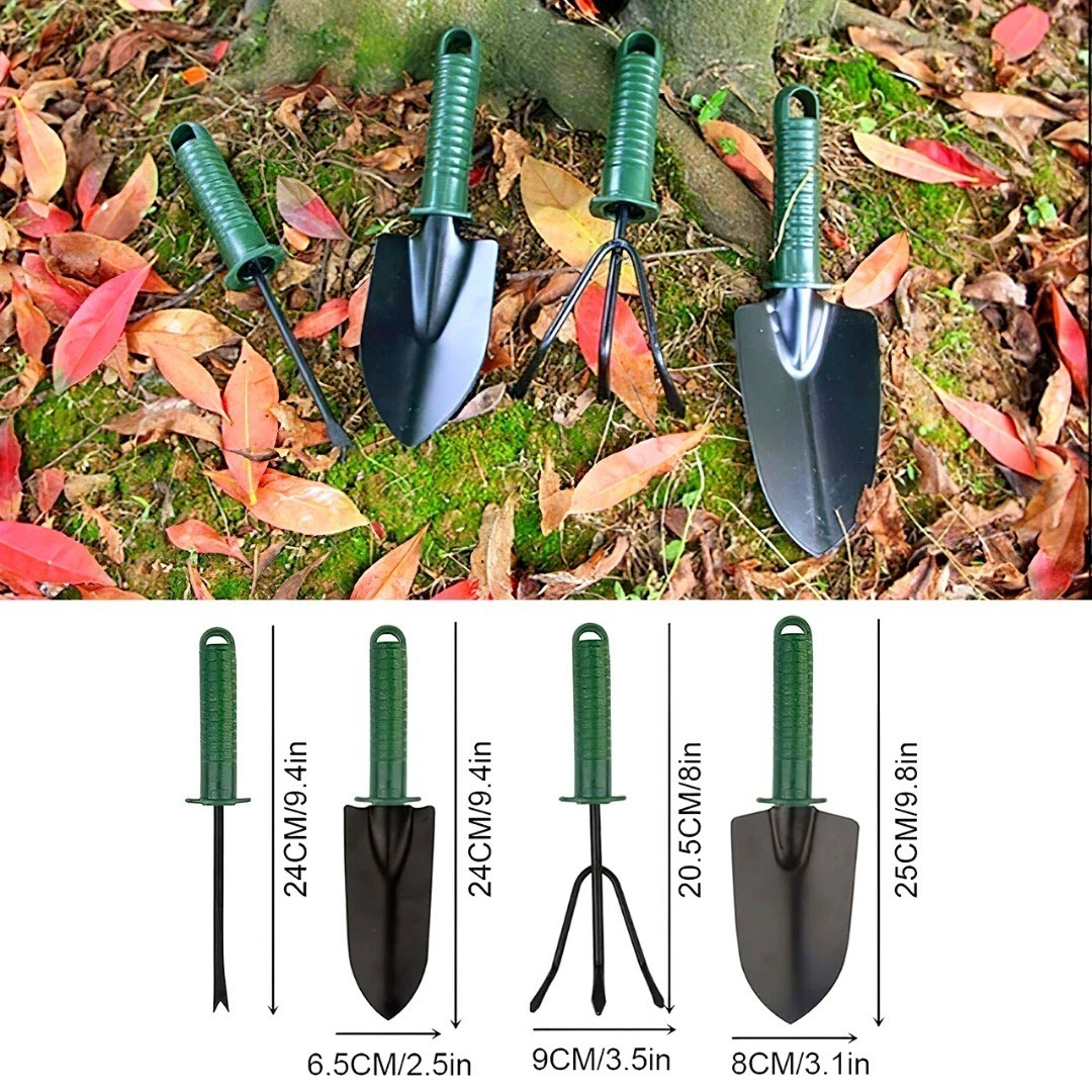 4pcs Garden Tools Set Trowel Rake Shovel Heavy Duty Metal Outdoor Ergonomic Kit