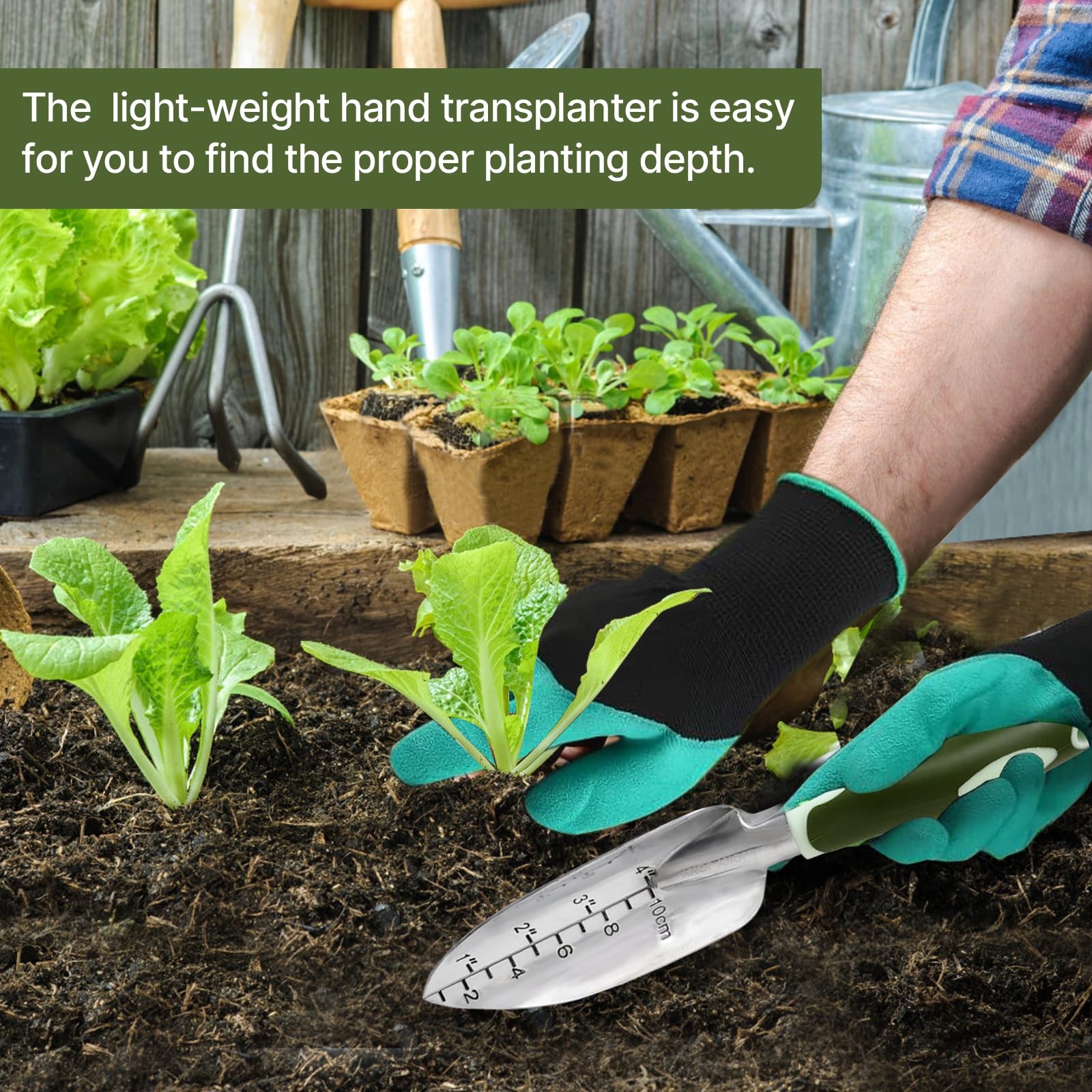 3 PCS Heavy Duty Aluminum Garden Tool Set Trowel Hand Shovel Rake Transplanter