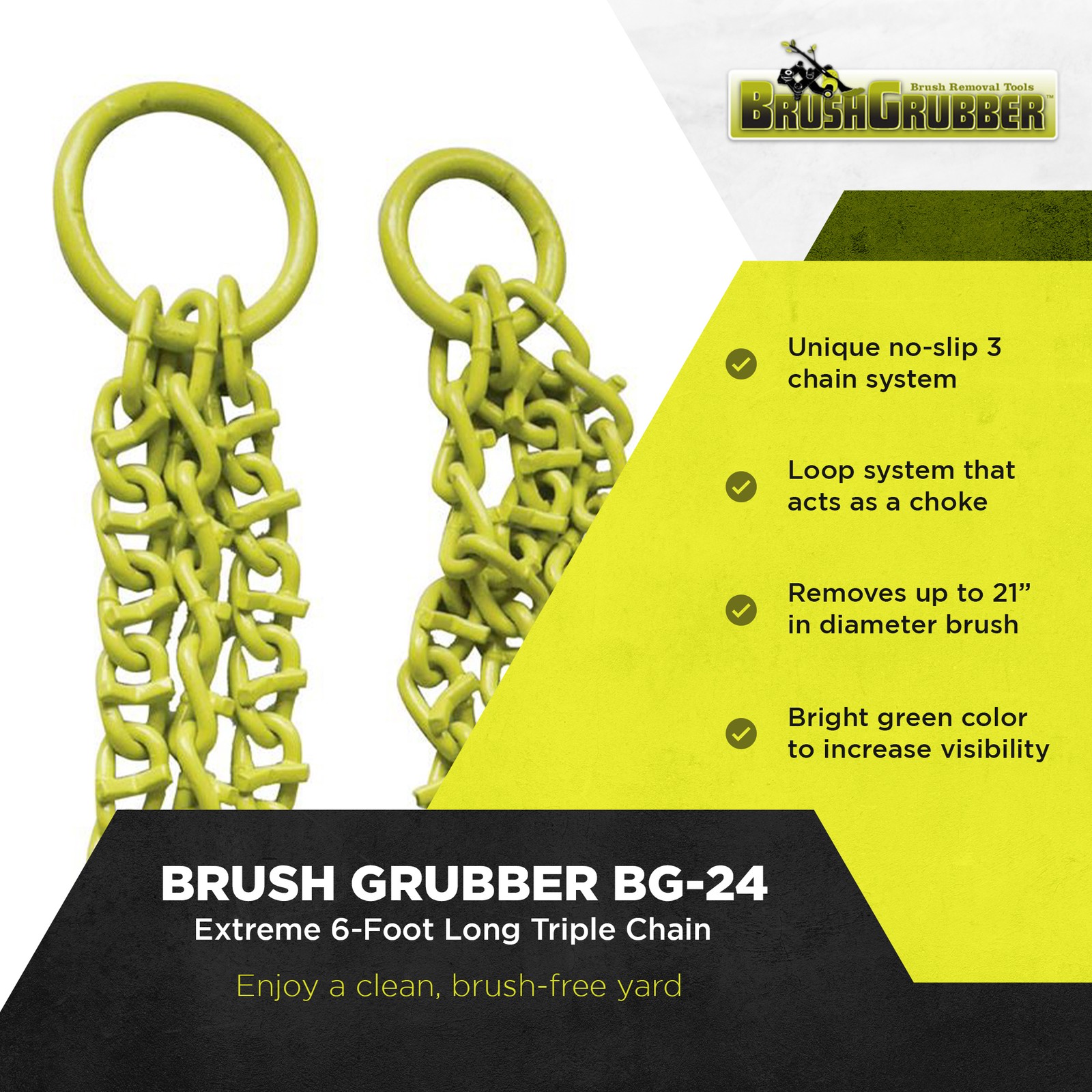 Brush Grubber Extreme 6′ Triple Chain ATV, UTV, & Tractor Shrub & Clump Grubber