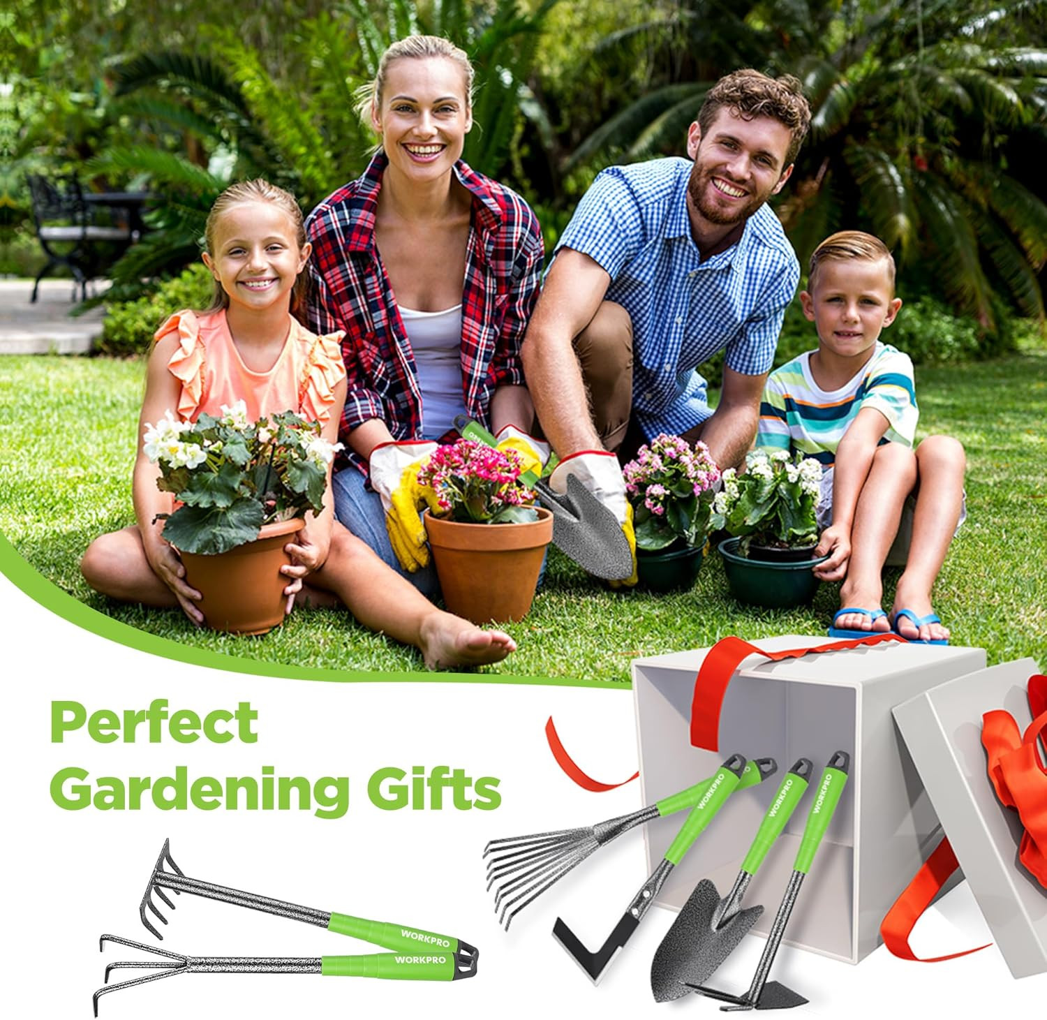 6-Piece Garden Tool Set, Heavy Duty Gardening Hand Tools with Soft Rubber Handle