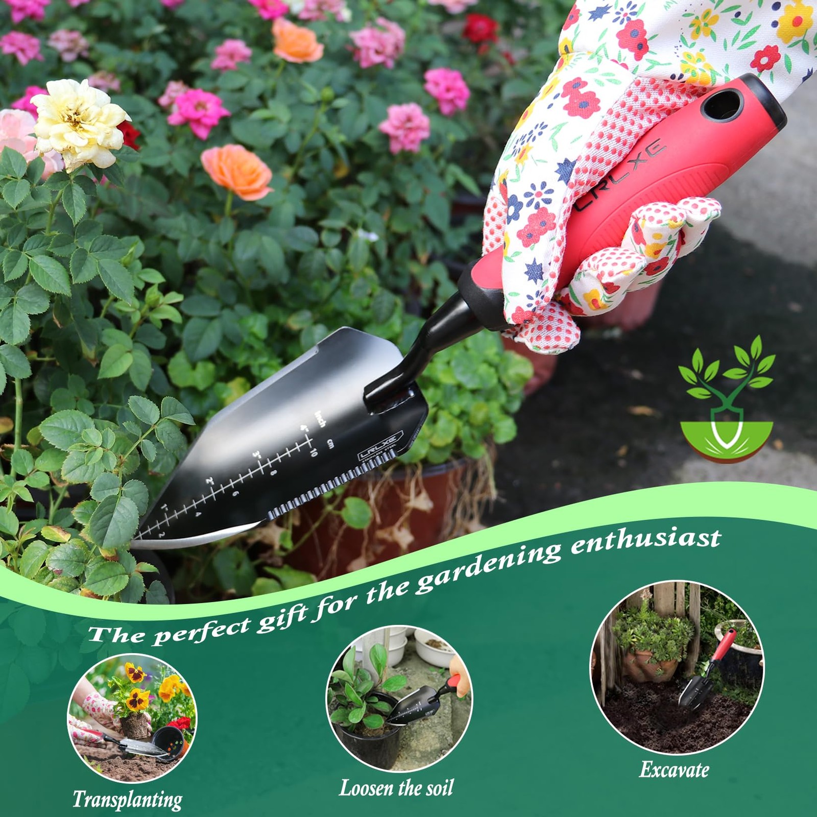 Heavy Duty Garden Shovel Hand Trowel Stainless Steel Rubberized Handle Tool
