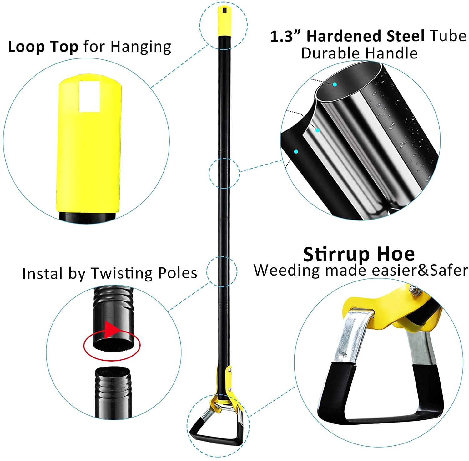 Scuffle Garden Hula Hoes for Weeding Gardening Long Handle Heavy Duty