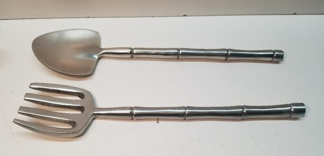 Vintage Armetale Gardening Set – Rake And Shovel – Bamboo Handle Design