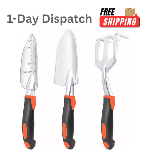 MECHEER 3 Pack Garden Tools Set – Aluminum Alloy Trowel Rake Shovel
