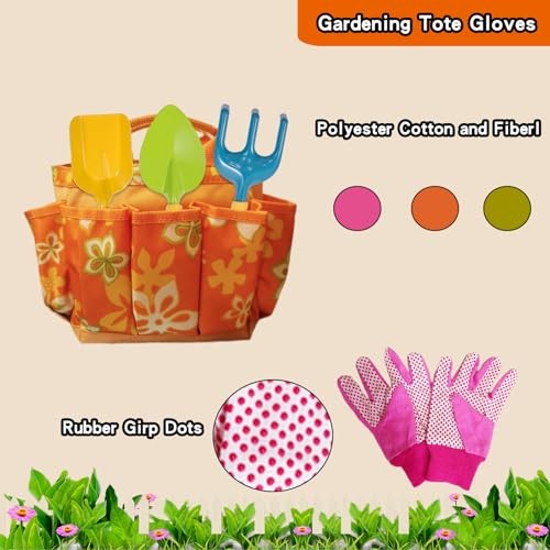 Kids Gardening Set for Girls Boys Ages 3-7,13PCS Garden Tool Kit with