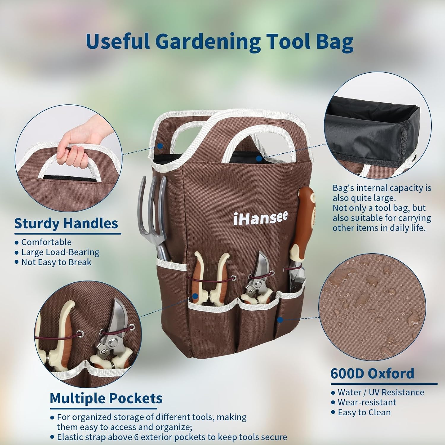 12Pcs Brown Garden Tool Set Bag Apron Gloves Gift For Plant Lovers