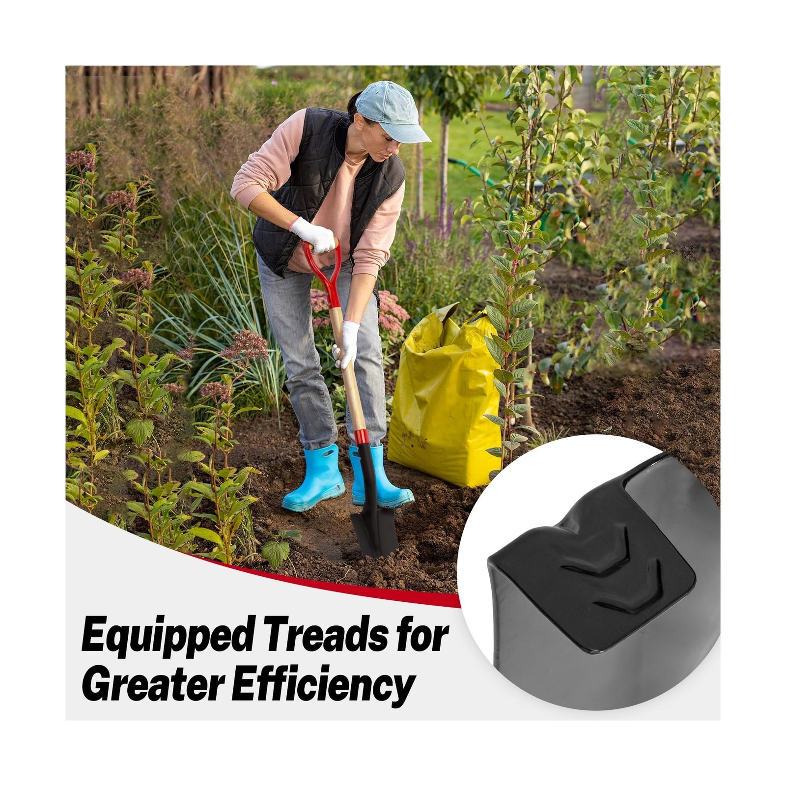 Nohovu Spade Shovel for Digging, Heavy Duty Shovel with D-Handle, Trench Shov…