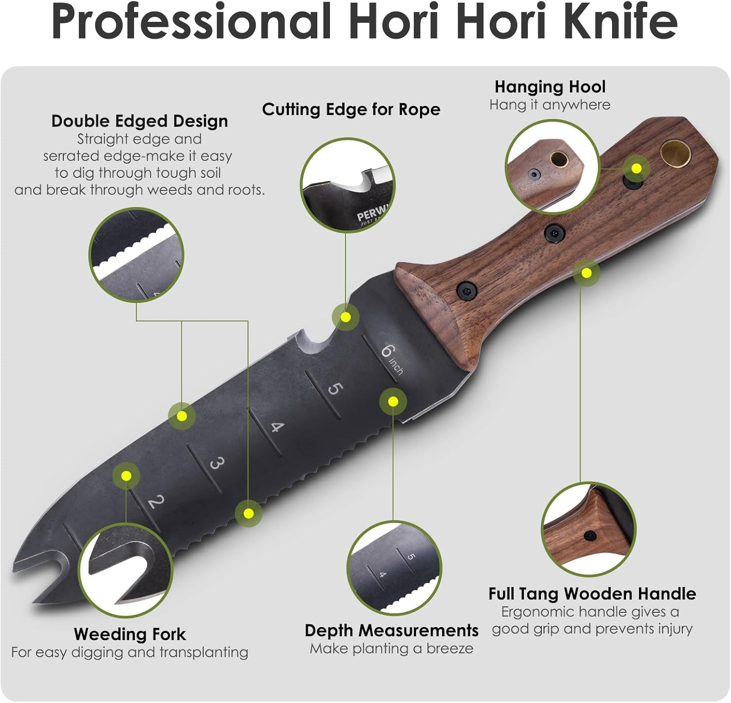 Hori Hori Garden Knife, Garden Tools with Sheath for Weeding, Planting, Diggi…