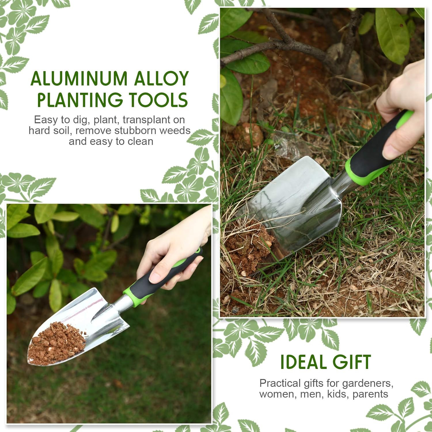 2 Pcs Garden Trowel Hand Shovel Tool Soil Scoop with Soft Rubberized Non Slip…
