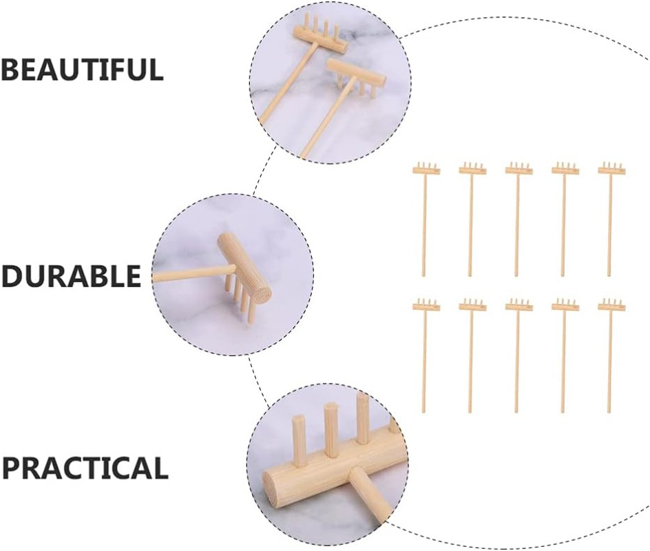 Mini Zen Garden Tool Rake Set, 10Pc Sand Rake Tool, Meditation Feng Shui Decor A