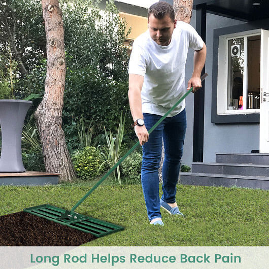 42 x 10 Inch Lawn Leveling Rake with Ergonomic Handle-Green – Color: Green