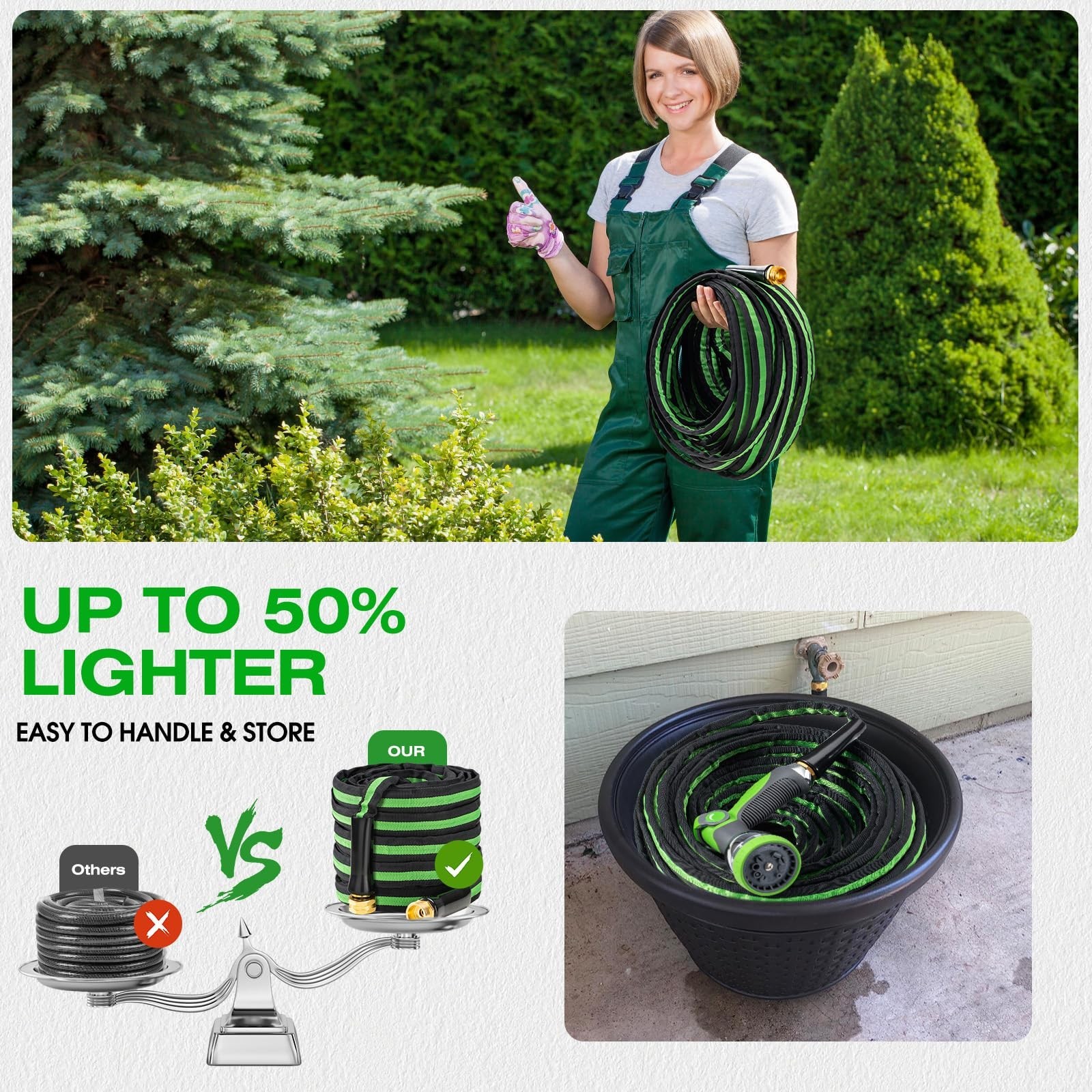 75FT Lightweight Super Flexible Garden Hose – Kink-Free, Non-Expanding, Easy …