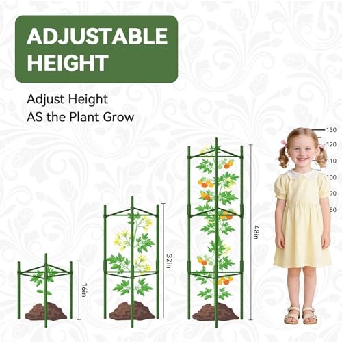 2 Pack Tomato Cages 48in Adjustable Garden Trellis Plant Support Stakes Set