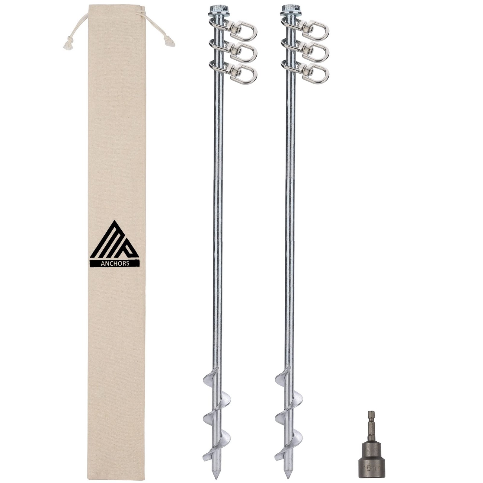 Earth Anchors – 24″ Set of 2 Heavy Duty Ground Anchors – Screw in, Drill Bit …