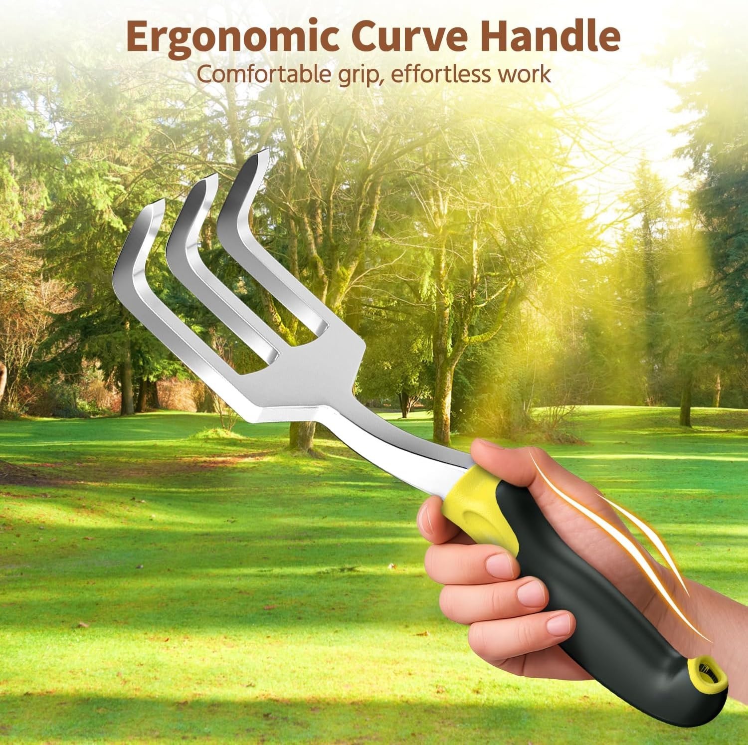 Essential 3-Piece Garden Tool Set with Ergonomic Grip for Beginners, Yellow
