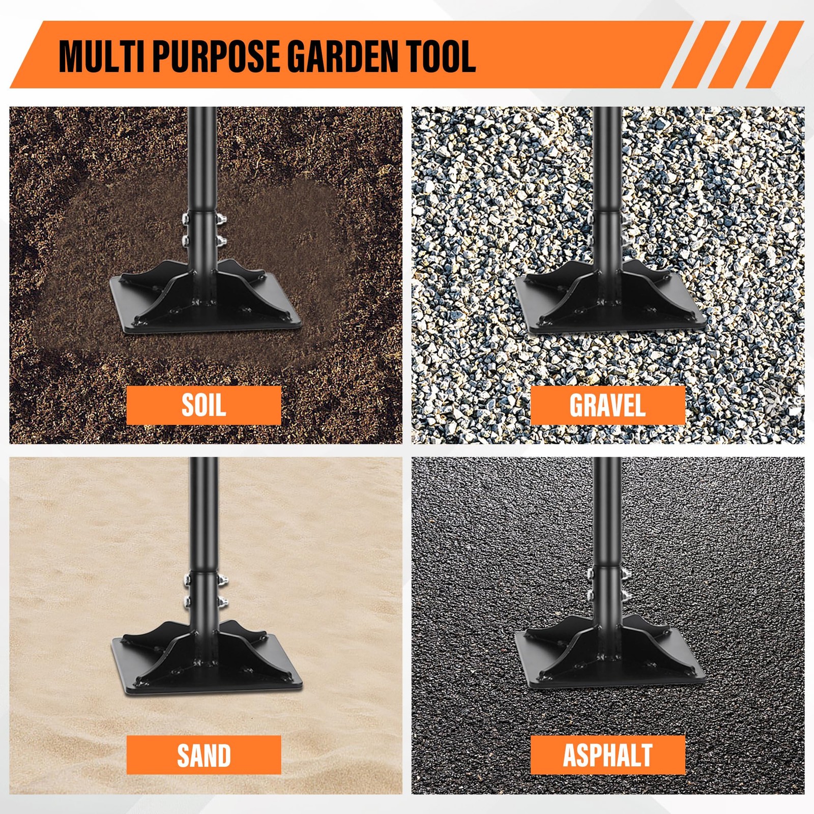 8-inch x 8-inch Steel Tamper Tool, Heavy Duty Hand Tamper