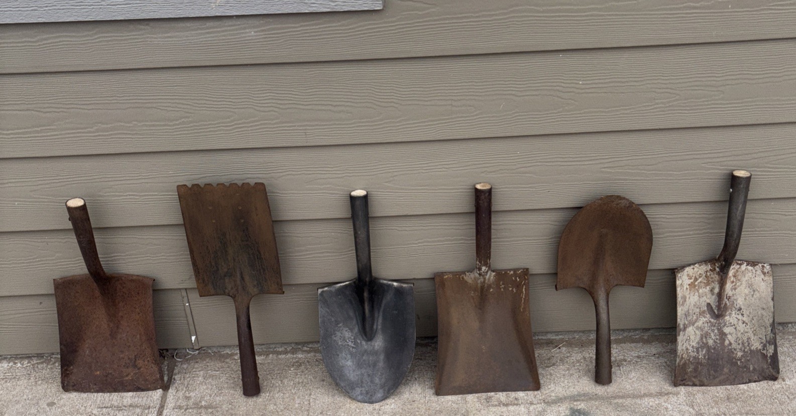 VINTAGE 6PC LOT-USA TEMPERED/HEAT-TREATED/SHOVEL HEADS/NO HANDLES/ALL MARKED USA