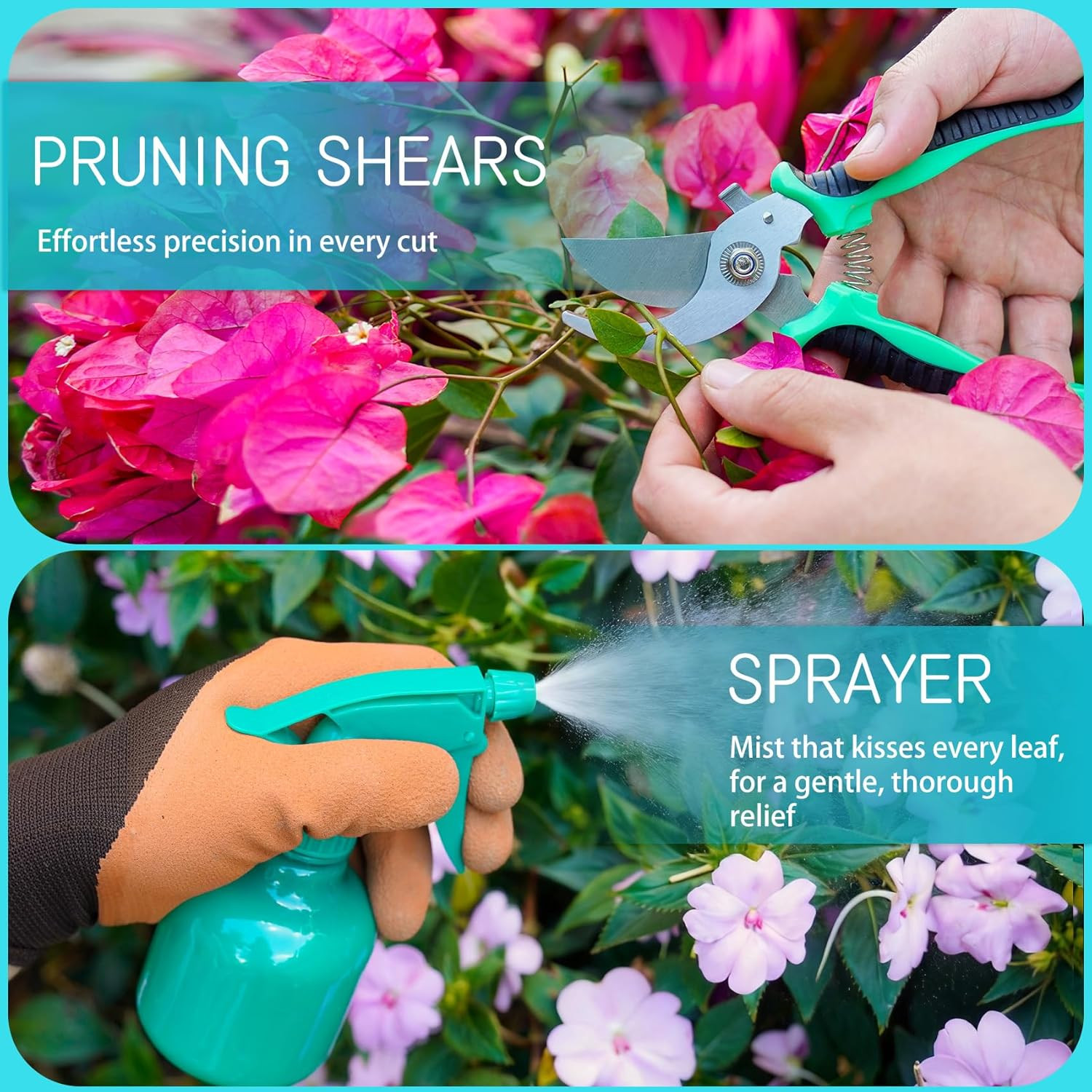Garden Tool Set, 10 PCS Gardening Essentials, Stainless Steel Garden Hand Tools