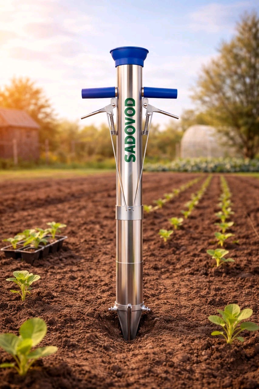 Stainless steel hand tool for planting vegetables and seedlings with two handles