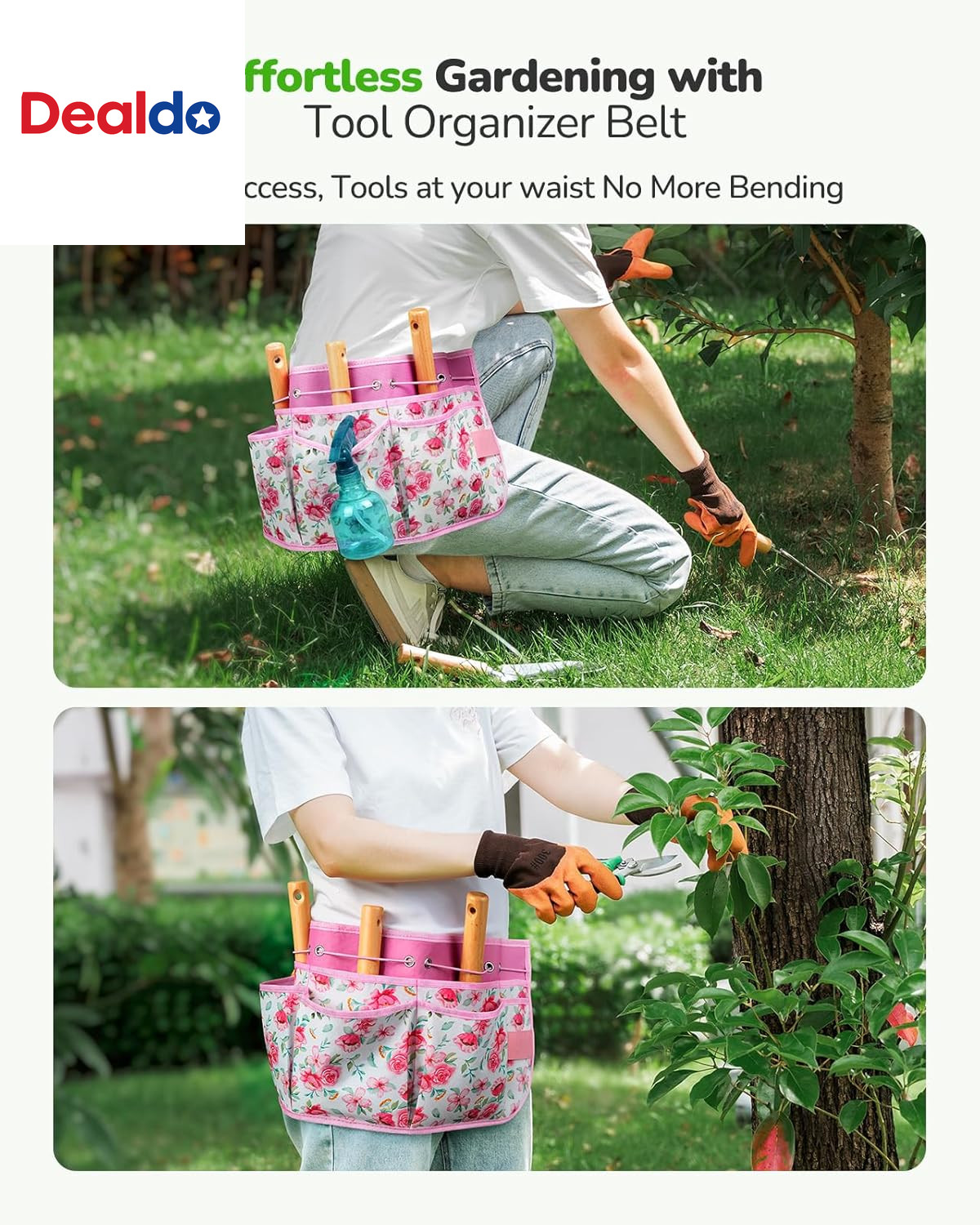 All-In-One Garden Tool Set with Tools Organizer Belt Adjustable, 10-Piece Garden