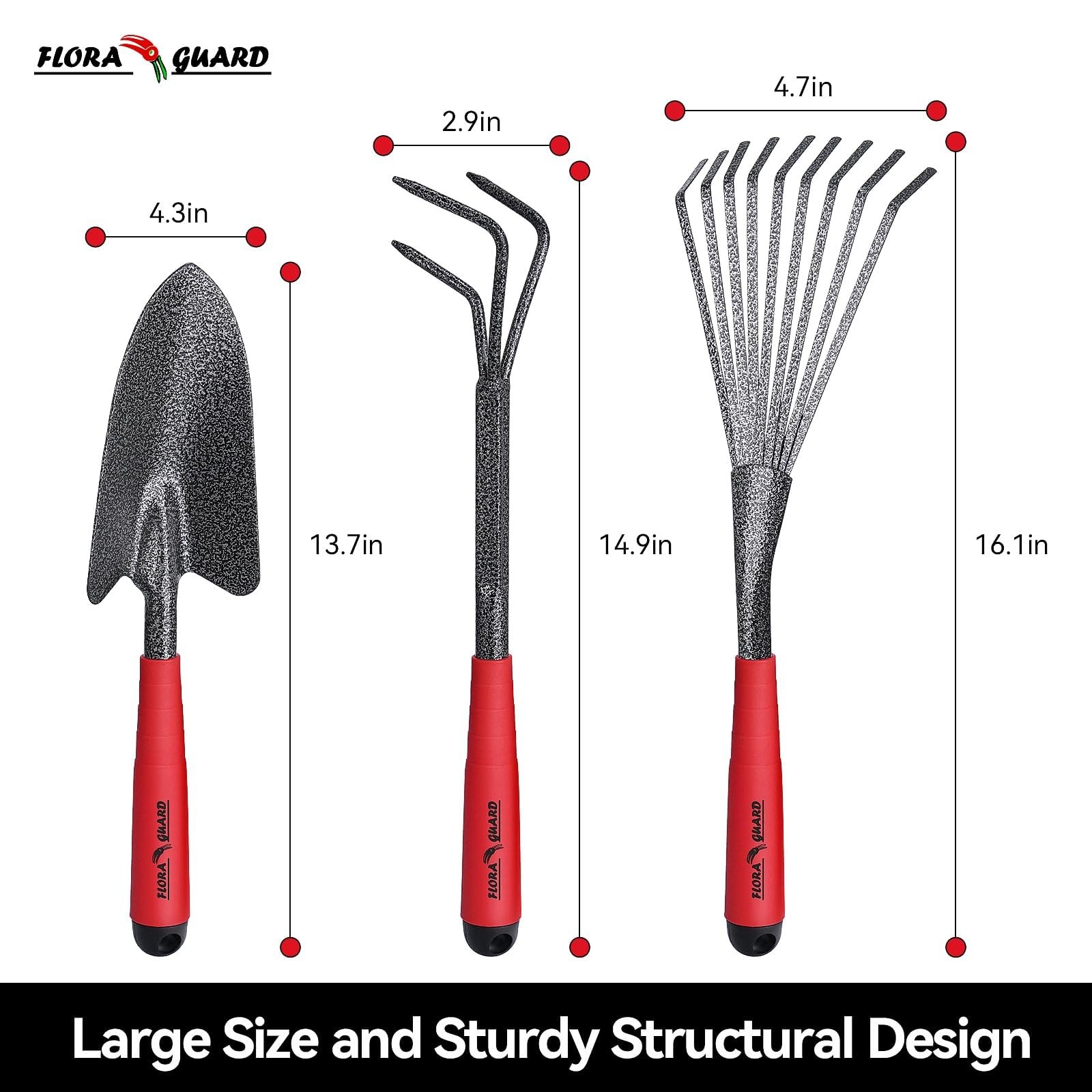 6-Piece Garden Tool Set, Heavy Duty Gardening Hand Tools with Trowel, Rakes, …