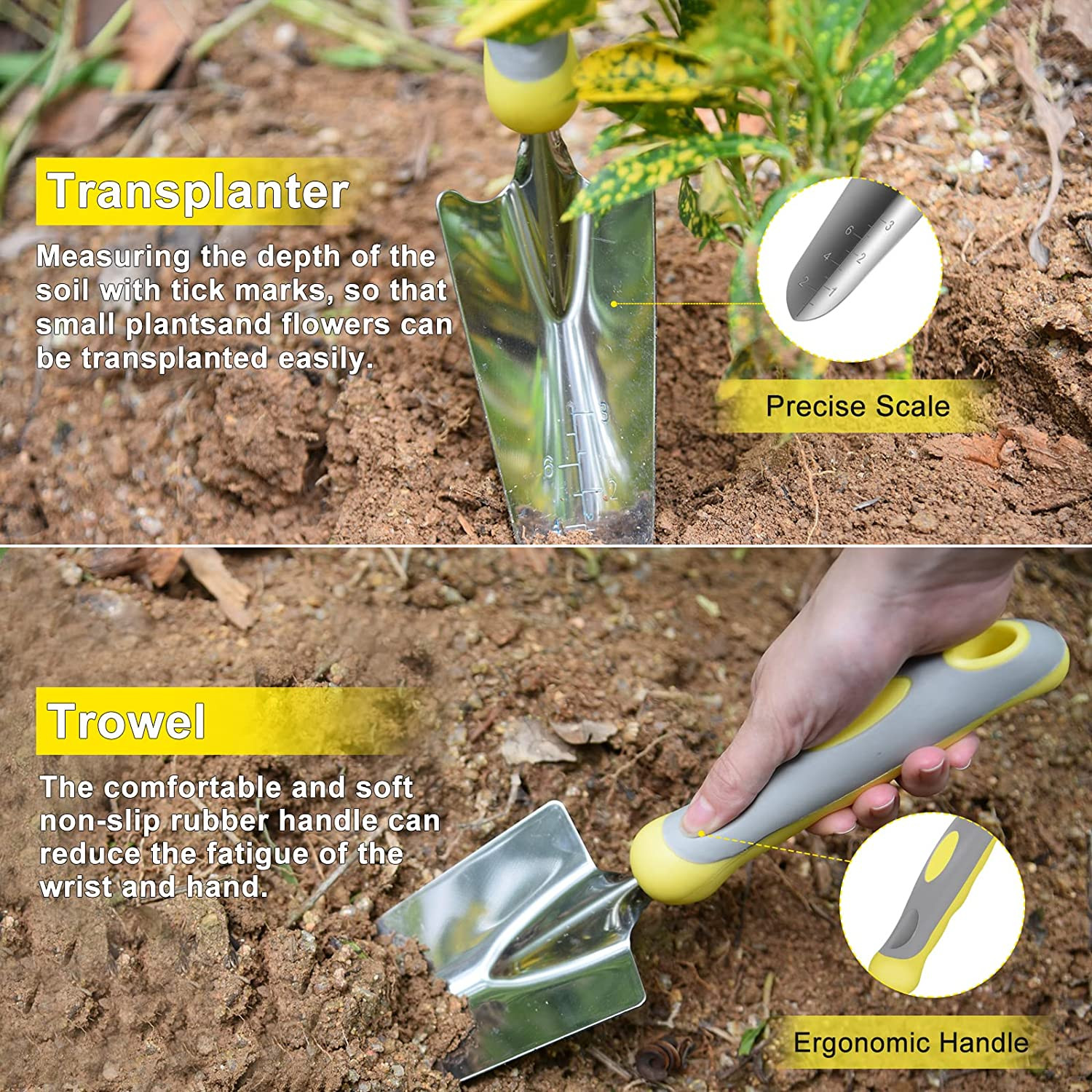 Garden Tool Set Stainless Steel Heavy Duty 10Pcs Gardening Tool Set for Planting