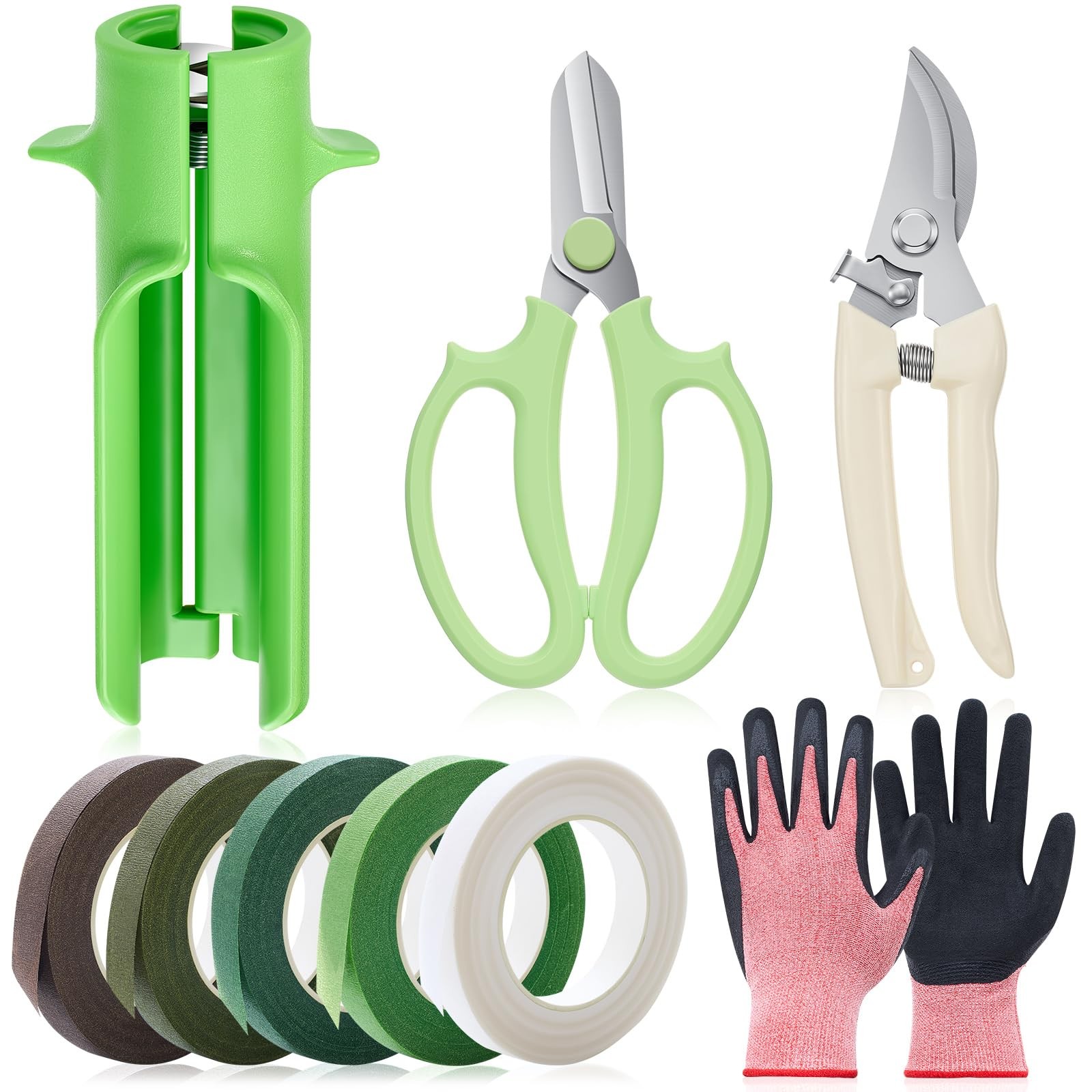 Rose Thorn Remover Set, 9 Pcs Gardening Tools with Gloves, Green