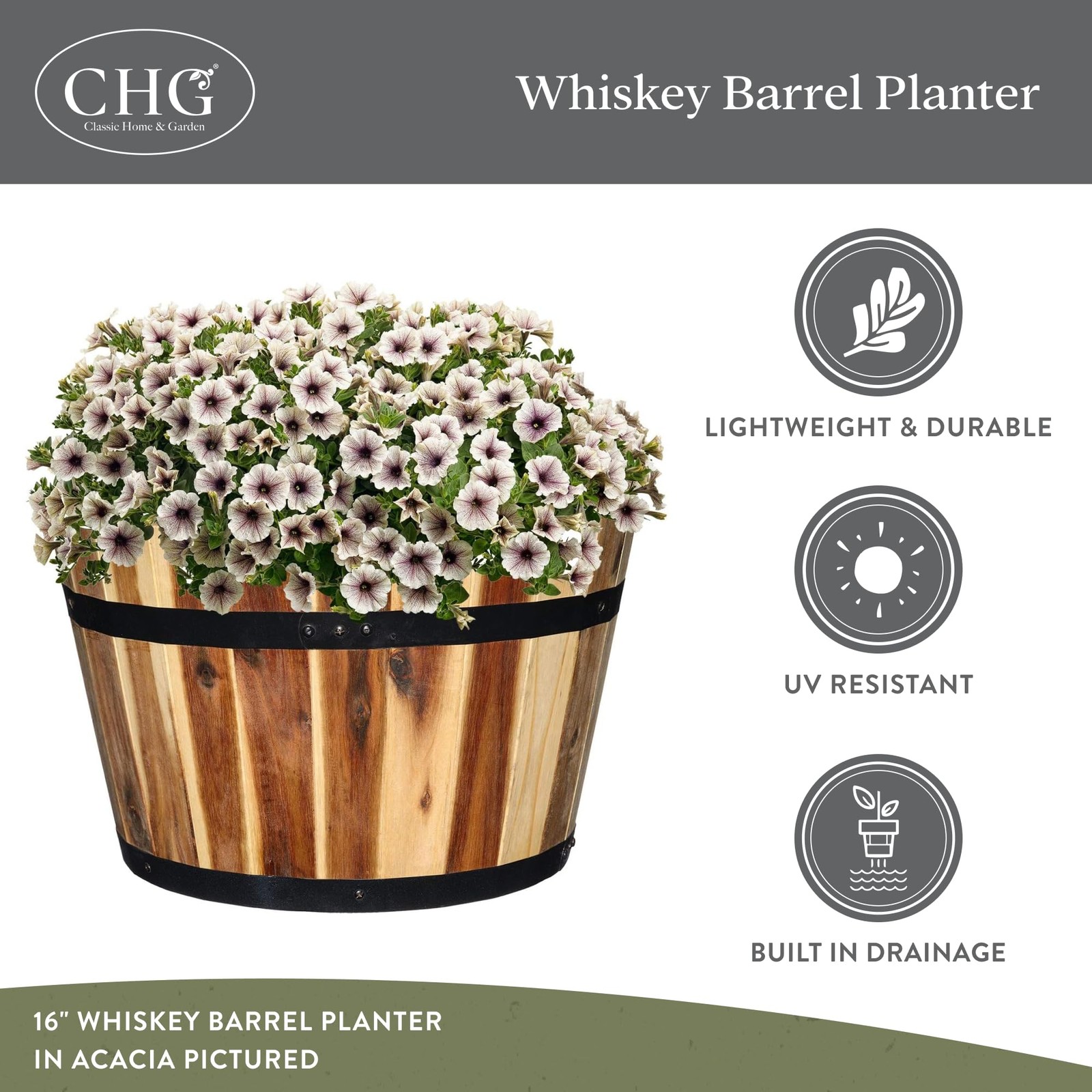 Classic Home & Garden Classic Home And Garden By Growscape 5/800/3 Wood Barrel
