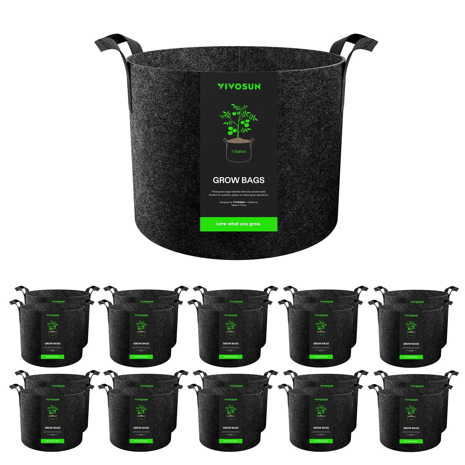 VIVOSUN 20-Pack 1 Gallon Grow Bags, Heavy Duty Thickened Nonwoven Fabric Pots…